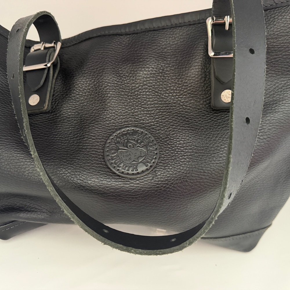 Duluth Pack Tote Lakewalk Vintage Shoulder Bag Black Leather - Picture 2 of 4